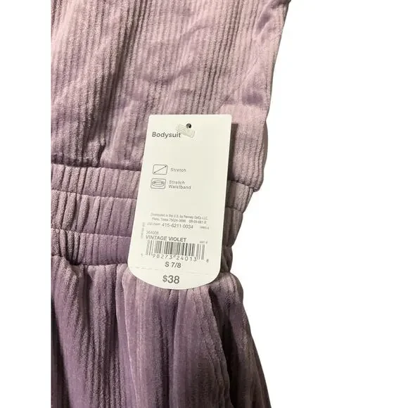 Xersion Corduroy Jumpsuit Vintage Violet Stretch Waist Kids Small 7/8 - Picture 2 of 6